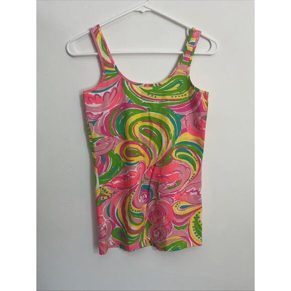 Lilly Pulitzer S Tank‎ Top Flamingo Pink Orange Floral Print Summer Beach Tabbie - Picture 6 of 8